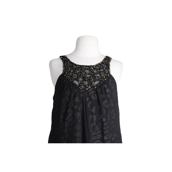 BCBGMaxazria Womens 0 Black Anika Silk Party Dress Gold Crystals Beaded IML6N481 - Picture 6 of 13